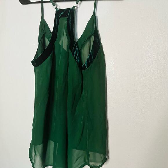 Lily White Sheer Emerald Green Racerback V-Neck Straps Mesh Mini Dress Size M - Picture 5 of 9